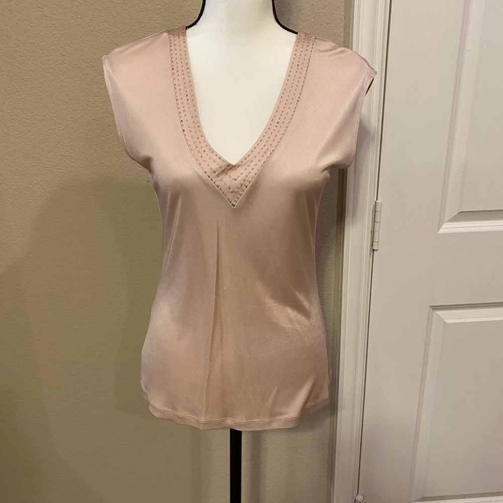 EXPRESS DESIGN STUDIO RAYON TOP W/ BEADED NECK